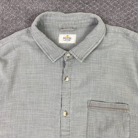 Marine Layer Selvage Shirt Men's Large Gray Button Up Down Long Sleeve Stretch - Picture 2 of 12